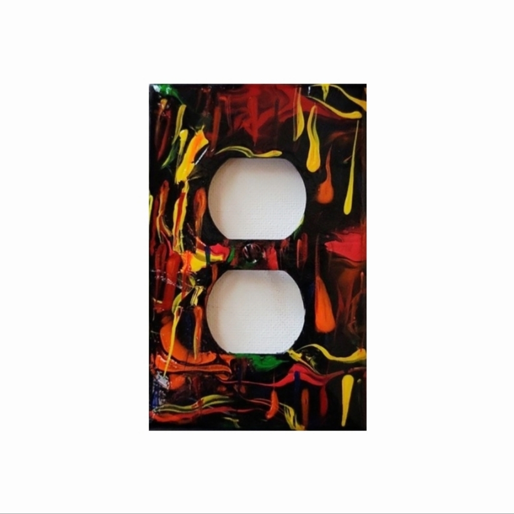 Hand Crafted Abstract Design Duplex Outlet Wall Plate
